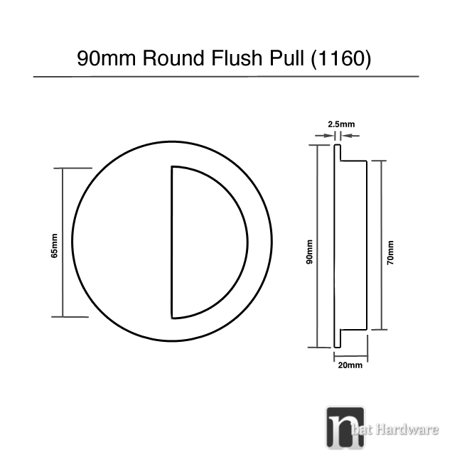 Matt Black 90mm Round Sliding Flush Pull Nbat Hardware Matt Black Round Sliding Flush Pull