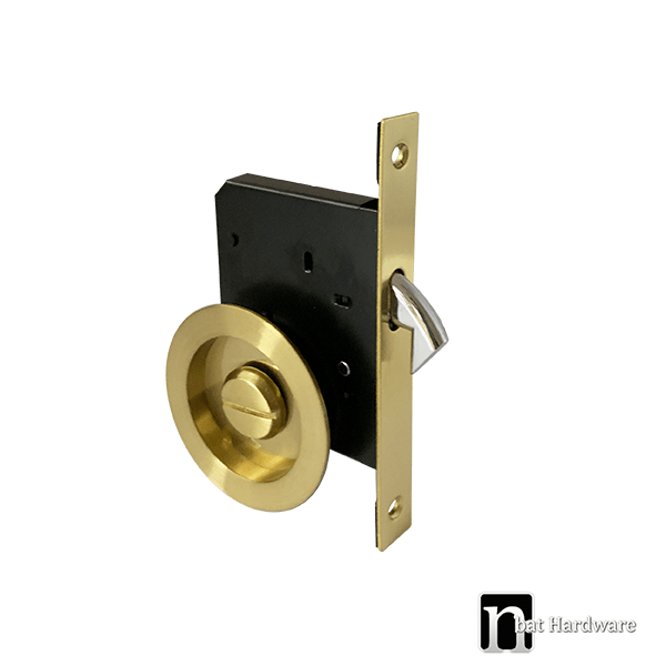 Brass Finish Sliding Privacy Round Handle Set nBat Hardware
