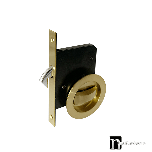 Brass Finish Sliding Privacy Round Handle Set nBat Hardware